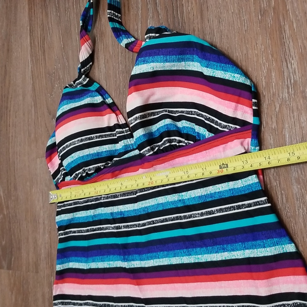 (M/L) Foxy Jeans Colorful Two Piece Tankini Swimsuit Beach Pool Vacation - Picture 13 of 14